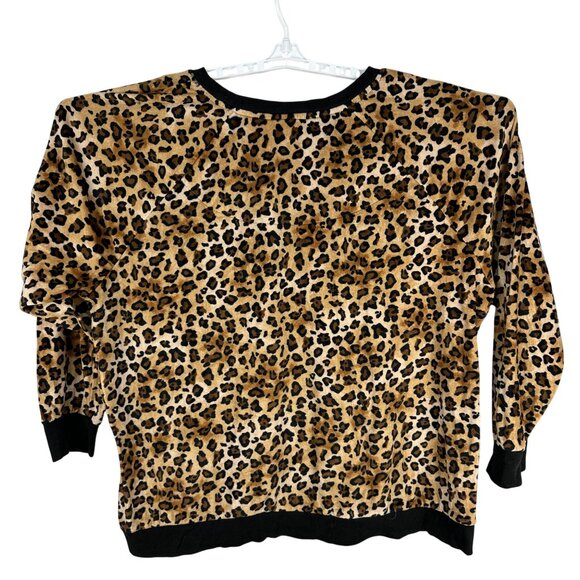 Leopard Print Plush Long Sleeve Sweatshirt Secret Treasures Womens Plus Size 3X - Picture 2 of 5